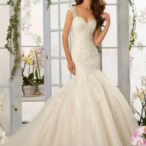 Mori Lee 5407, Wedding Dress, White Wedding Dress, Lace Wedding Dress Sz  10